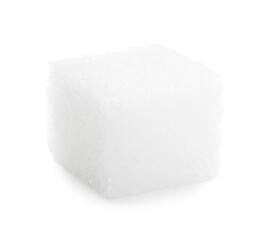 One refined sugar cube isolated on white