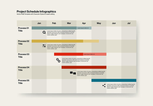Business timeline, project schedule infographics, vector template. Workflow and strategy planner. Minimal design