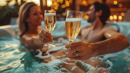 Just married couple in romantic trip