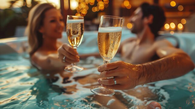 Just married couple in romantic trip