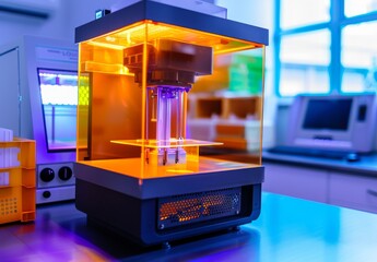 3D printing machines create resin-based prototypes rapidly, utilizing cutting-edge technology for efficient production - obrazy, fototapety, plakaty