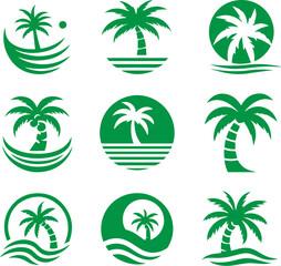 Palm tree logo icon set