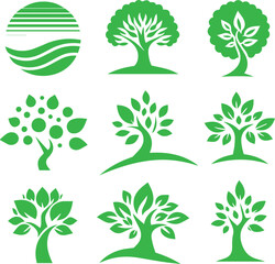 Tree logo icon set