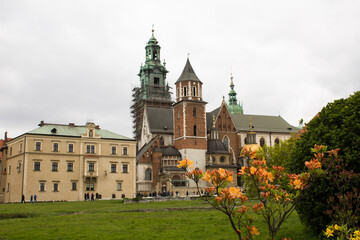 View of the Royal Castle on a spring day. Krakow.Poland.