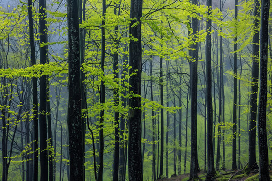 Gr&uuml;ner Wald im Fr&uuml;hling und Sommer