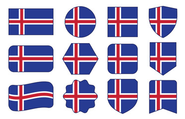 Vector Flag of Norway in modern abstract shapes, waving, badge, design template