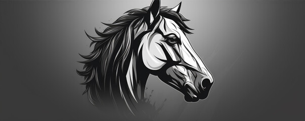Logo horse designed in black white - obrazy, fototapety, plakaty