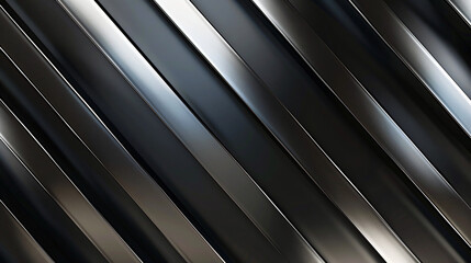 Jet Black and Silver Striped Line Repeating Pattern
