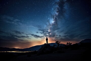 Milky way silhouette photography landscape astronomy outdoors. - obrazy, fototapety, plakaty