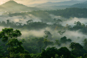 rainforest morning fog