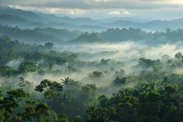 rainforest morning fog