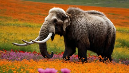 A Mammoth Standing In A Field Of Flowers The Colo