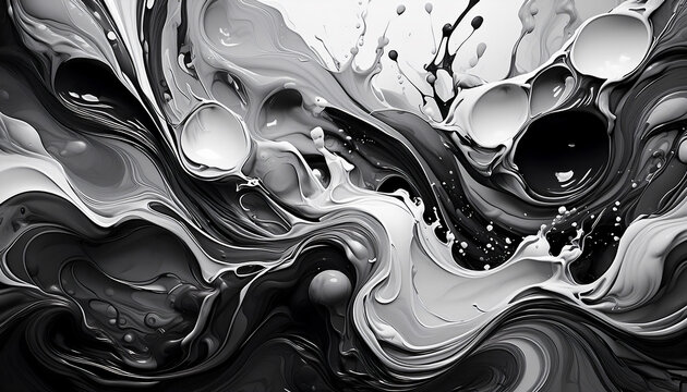 black and white thick abstract paint texture background swirls and splashes backdrop wallpaper