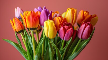 Vibrant tulip bouquets ready to celebrate Women s Day and Mother s Day