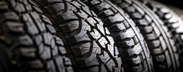 Close-up of a textured tire tread