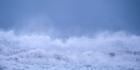wild waves on the Atlantic porthtowan cornwall uk panorama 