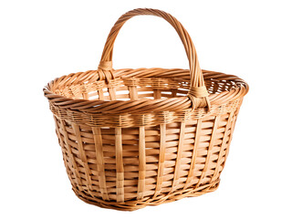 Wicker Basket Isolated on Transparent Background