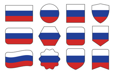 Vector Flag of Russia in modern abstract shapes, waving, badge, design template