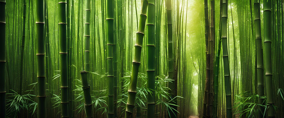 Ethereal Bamboo Grove: Sunlight Filtering Through Generative AI