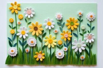 Photo of felt daisy field landscapes art flower plant.