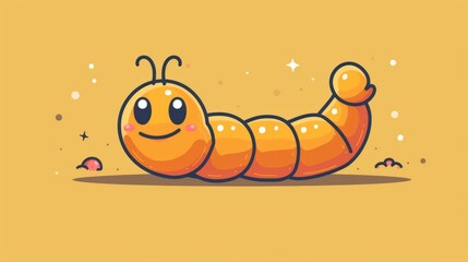 A cartoon caterpillar with a smile on its face, AI