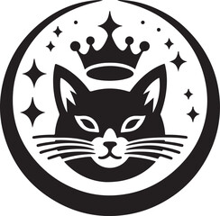 cat Head vector black and white