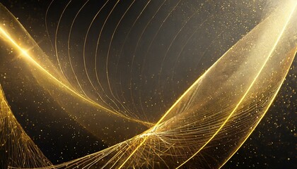 Abstract luxury background with geometric forms, precious stones, gold, and golden dust. Black and golden colors
