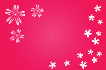 Greeting wishing card Happy Mothers day birthday wedding banner pink white flowers Magenta background Spring women design Horizontal backdrop blooming flora border Flat style Copy space Clean simple