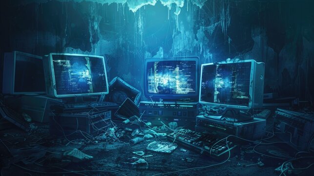 Background on the theme of computer program failure. AI generative.