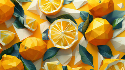 Low Poly Triangle Mosaic in Zesty Lemon