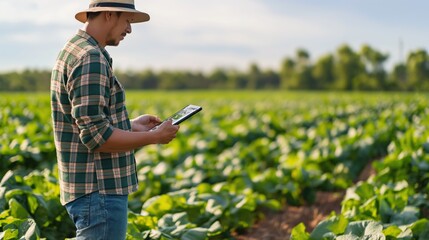 person using digital tablet for digitl farming - digital workflow and stream lined processes in agriculture
