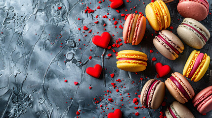 Macaroons in the form of a concept for Valentines 
