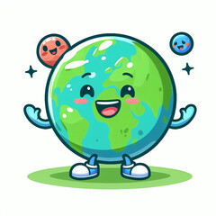 Obraz premium cartoon earth with a smile