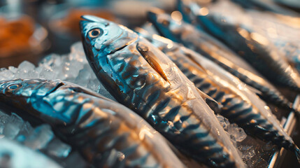 Mackerel a food fish with a striped background and deep 
