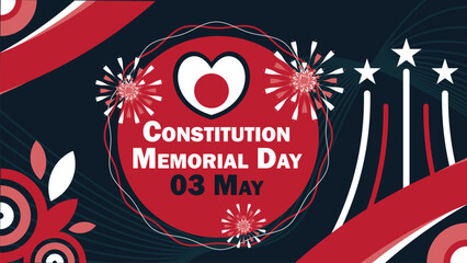 Constitution Memorial Day  vector banner design with geometric shapes and vibrant colors on a horizontal background. Happy Constitution Memorial Day modern minimal poster.