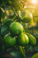 lime close up on tree. selective focus