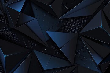 Dark web banner featuring modern black-blue gradient, cut-paper effect, and intricate lines and triangles