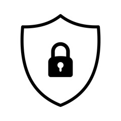 Secure internet icon. Shield with padlock, symbol security protection web.