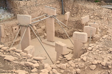 Gobeklitepe, Sanliurfa, Turkey. The remains of an ancient Neolithic sanctuary built on a hilltop....