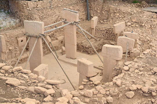 Gobeklitepe, Sanliurfa, Turkey. The remains of an ancient Neolithic sanctuary built on a hilltop. It is one of the oldest religious structures in the world.