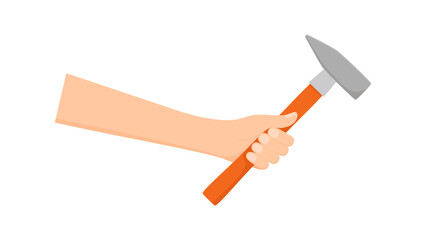 Hand with hammer. Construction and repair, vector illustration
