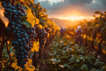 Sunset Harvest in the Vineyard