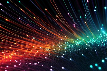 Intricate Web of Fiber Optic Cables Transmitting Data Signals -