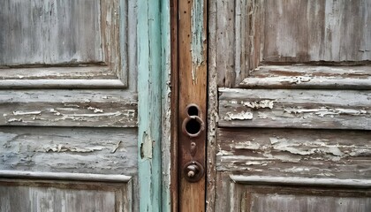 Weathered Worn Out Wooden Door With Peeling Paint Upscaled 3