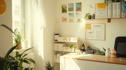 nutritionist's office with brochures on healthy eating featuring shirataki noodles as a carb-free option