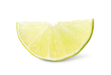 Citrus fruit. Slice of fresh ripe lime isolated on white
