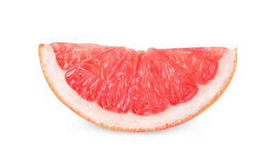 Citrus fruit. Slice of fresh ripe grapefruit isolated on white