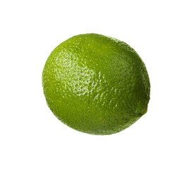 Citrus fruit. One fresh ripe lime isolated on white
