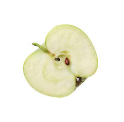 Half of ripe green apple on white background