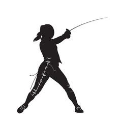 Vector silhouette of a fencing sports person. Flat cutout icon